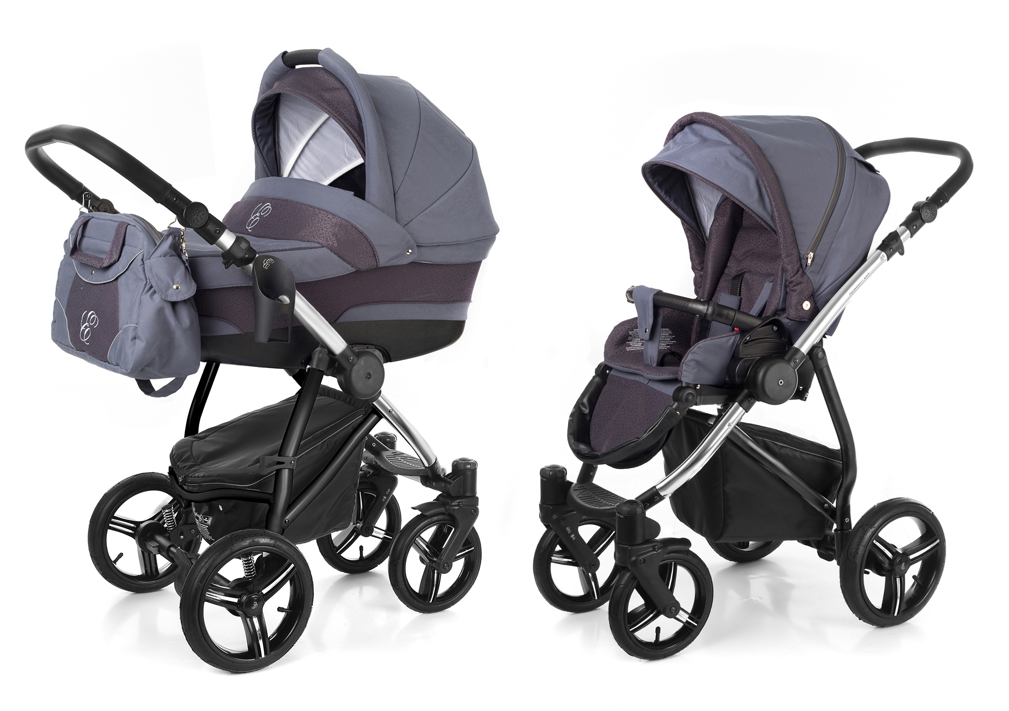 Коляска 2 в 1 Esspero Newborn Lux (шасси Chrome) Dark Grey