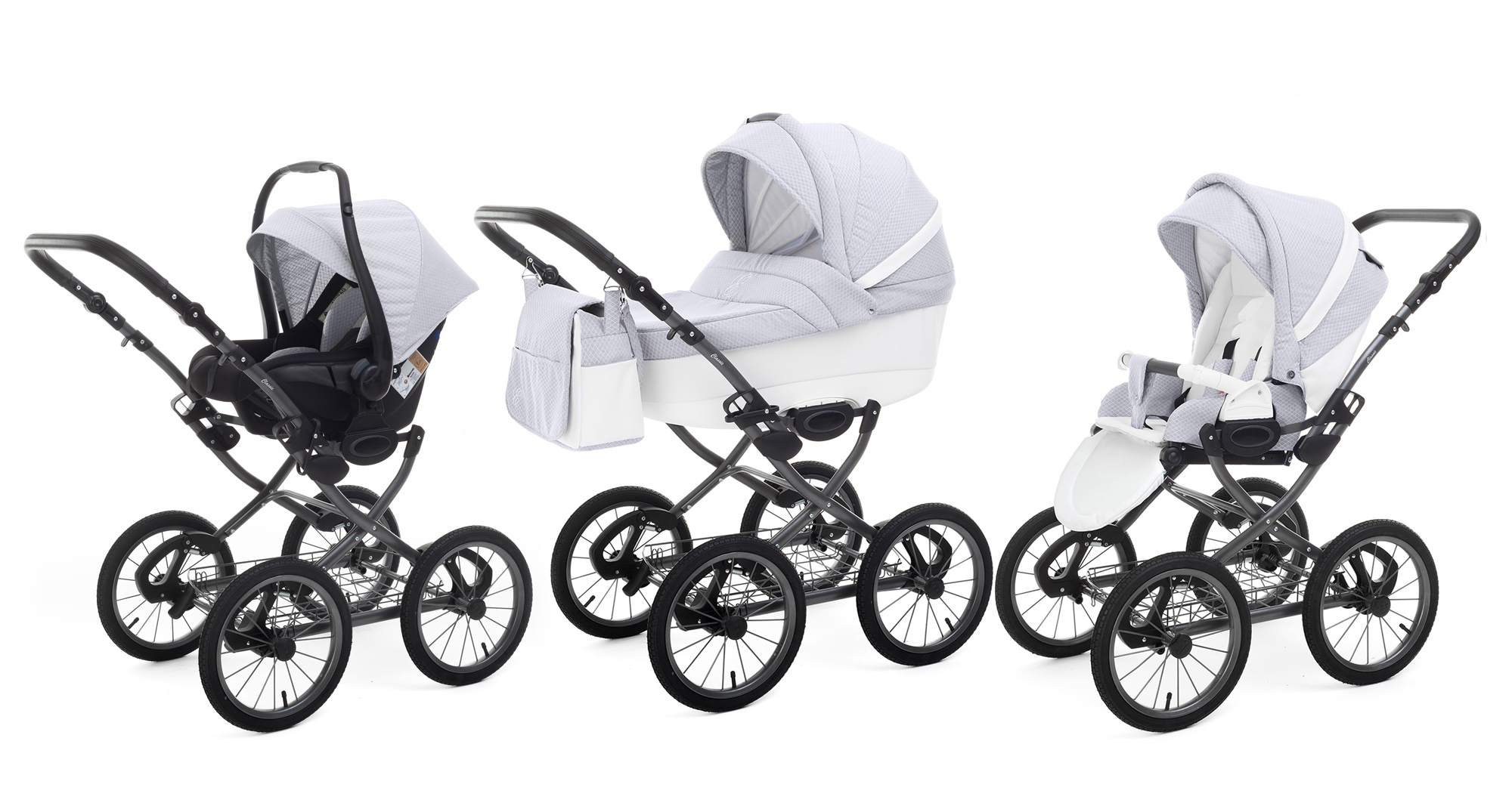 Коляска 3 в 1 Esspero Grand Classic (шасси Graphite) Grey Diamond