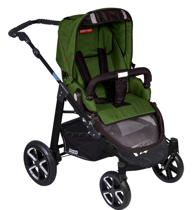 Коляска 2 в 1 Patron Fenix 4C-B (черная рама) tweed pea green 666