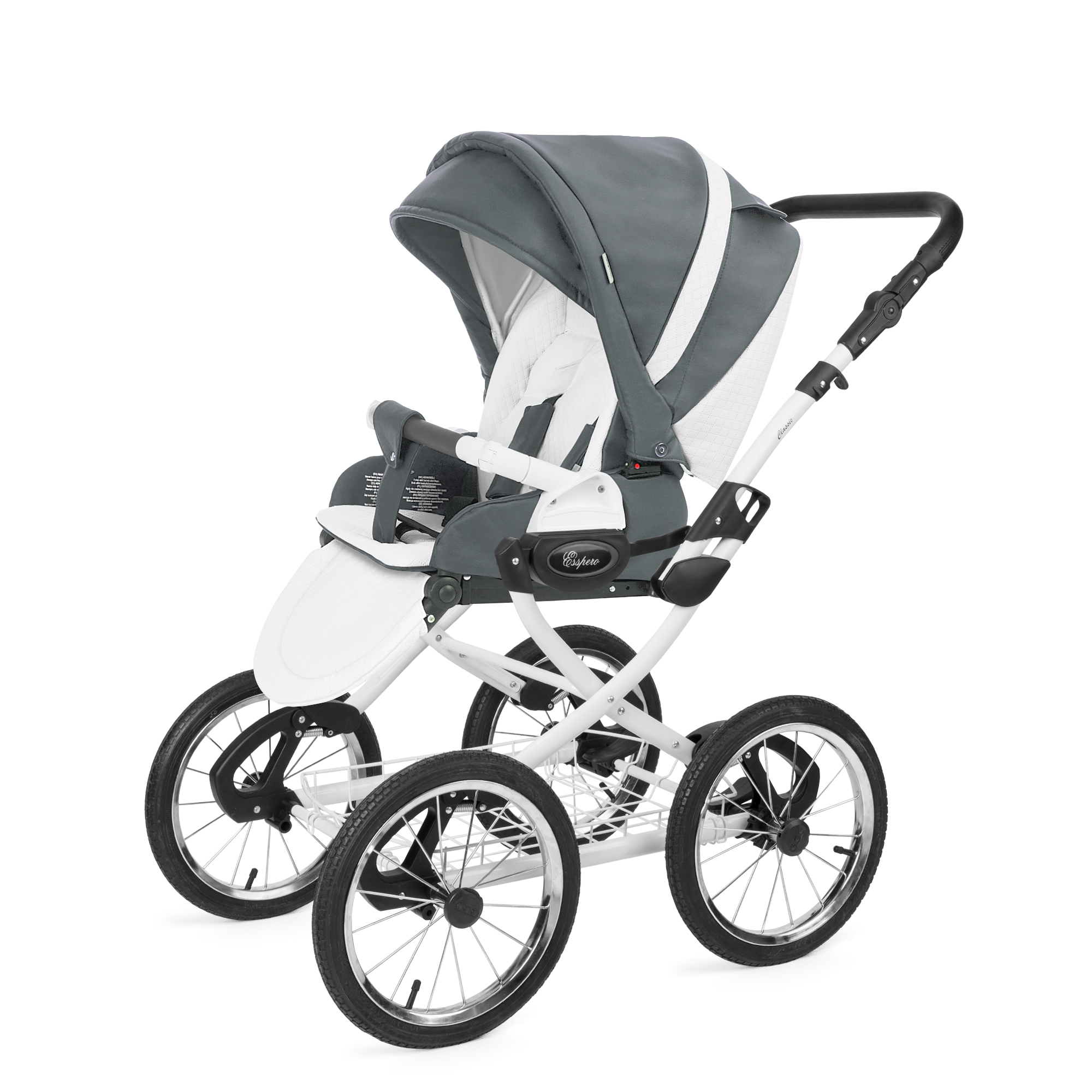 Прогулочная коляска Esspero Grand Classic (шасси White) Nappa Blue Grey