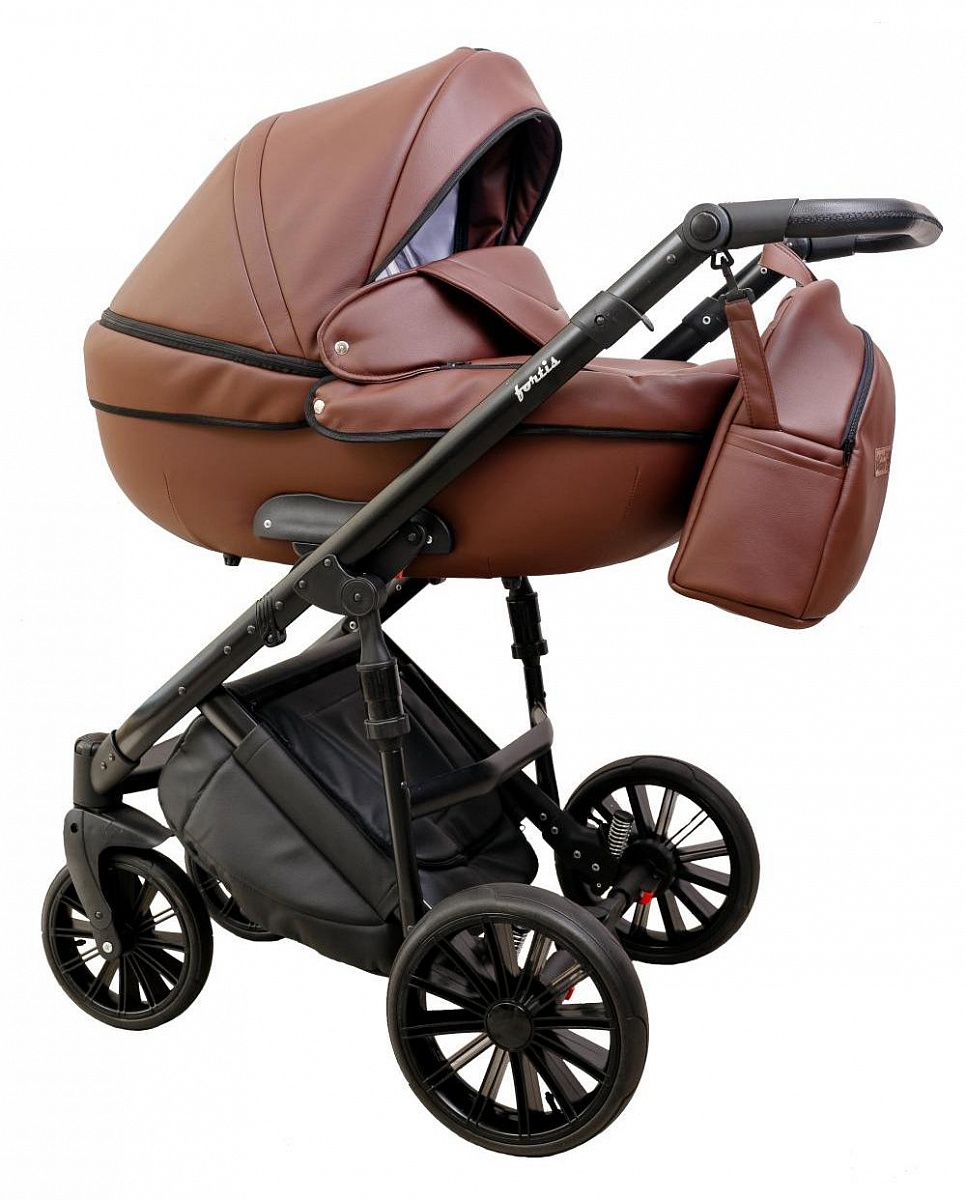 Коляска 2 в 1 Peppy Fortis коричневая кожа