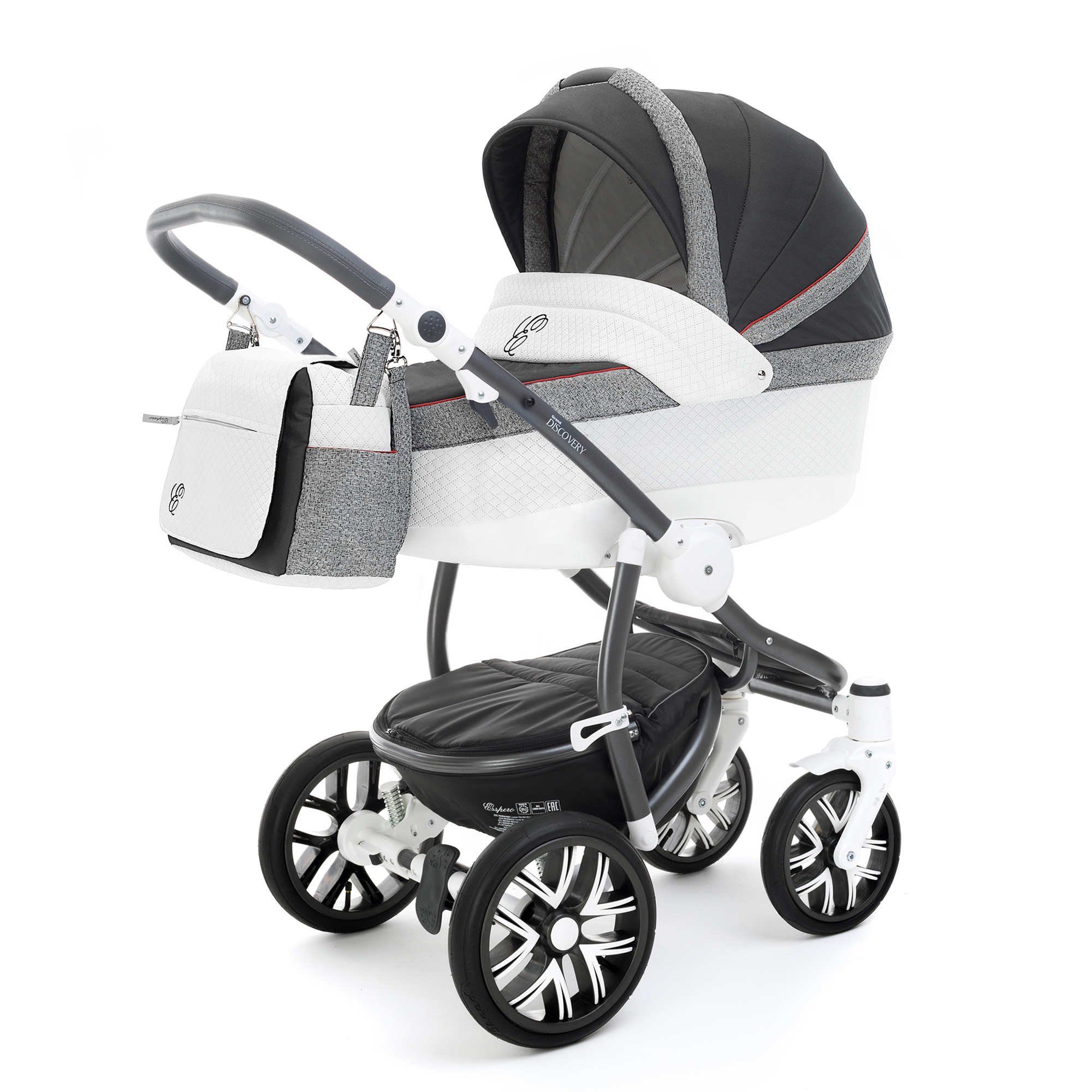 Коляска для новорожденных Esspero Grand Discovery (шасси Graphite White) Royal Grey
