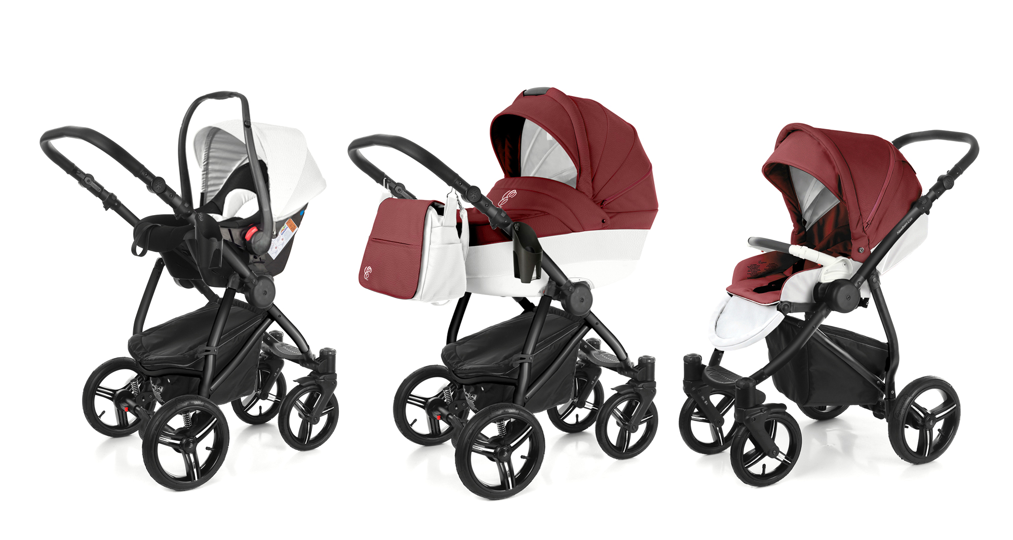 Коляска 3 в 1 Esspero Grand Newborn Lux (шасси Black) Cherry leatherette