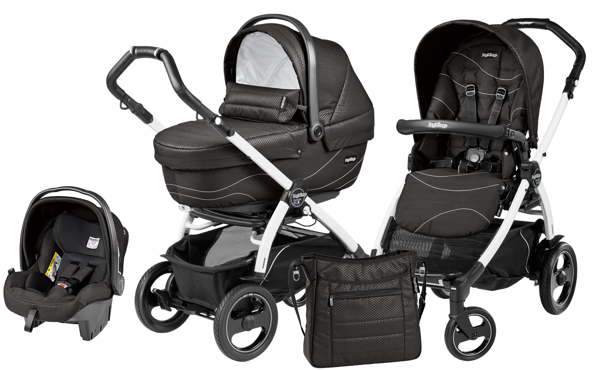 Коляска 3 в 1 Peg Perego Book 51 S XL Set Modular (шасси White/Black) Bloom Black