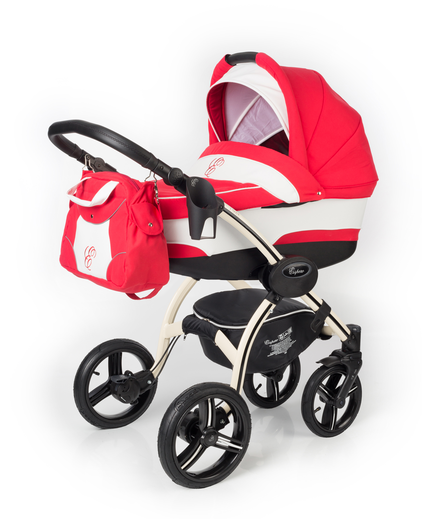 Коляска для новорожденных Esspero I-Nova (шасси Beige) Red Lux