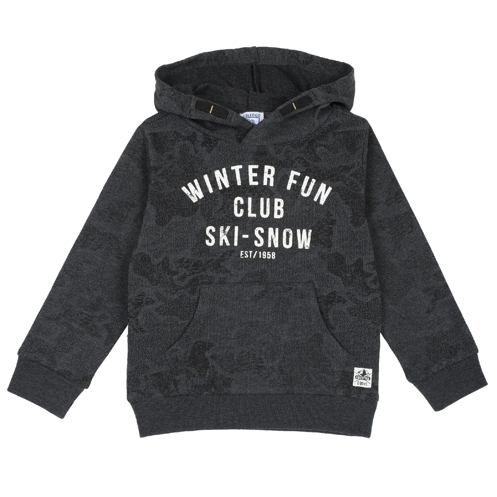 Толстовка Chicco для мальчиков, надпись Winter fun club Темно-серый, р.98