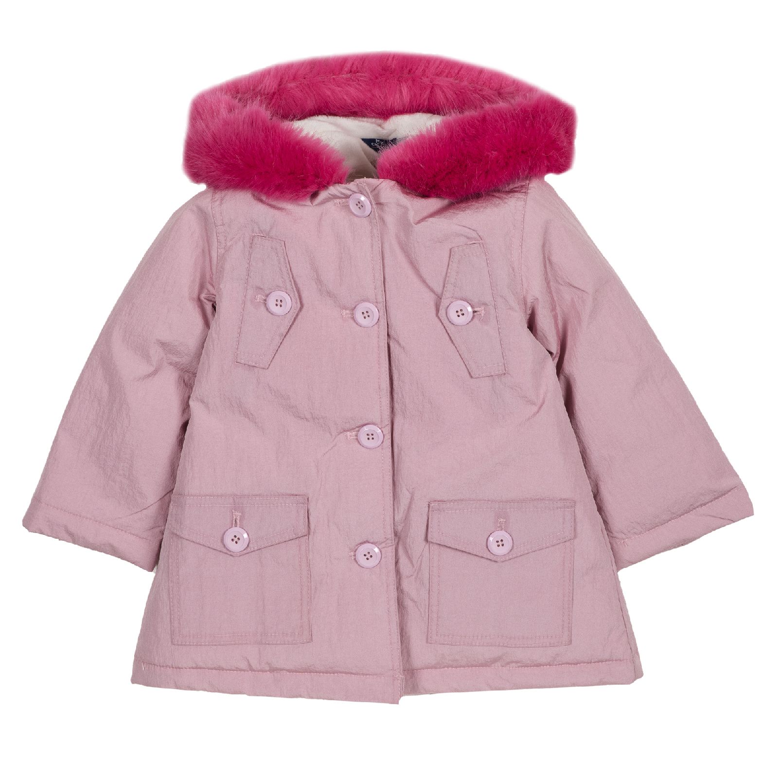 Куртка Chicco для девочек, с розовым мехом, цвет розовый Розовый, р.122