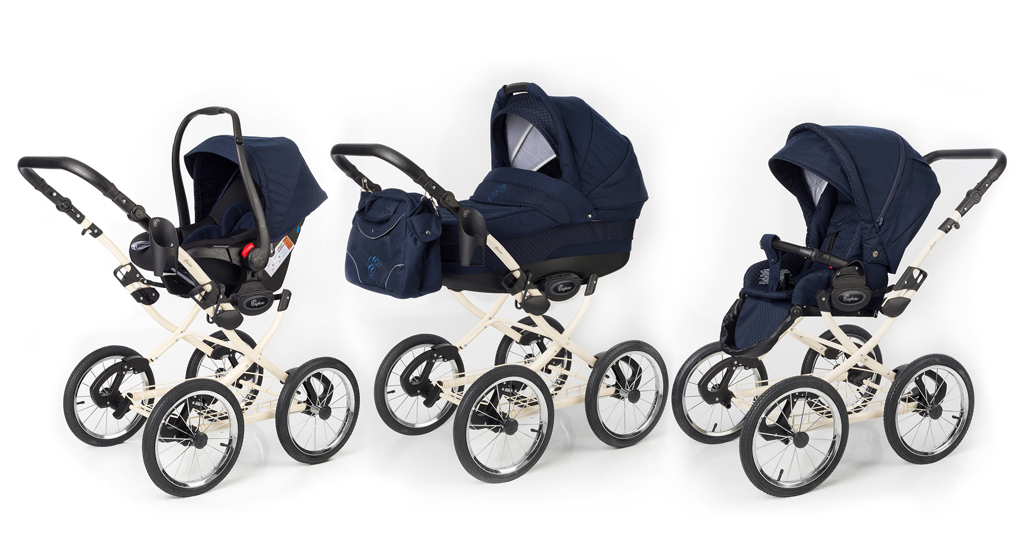 Коляска 3 в 1 Esspero Classic (шасси Beige) Mar Carbon