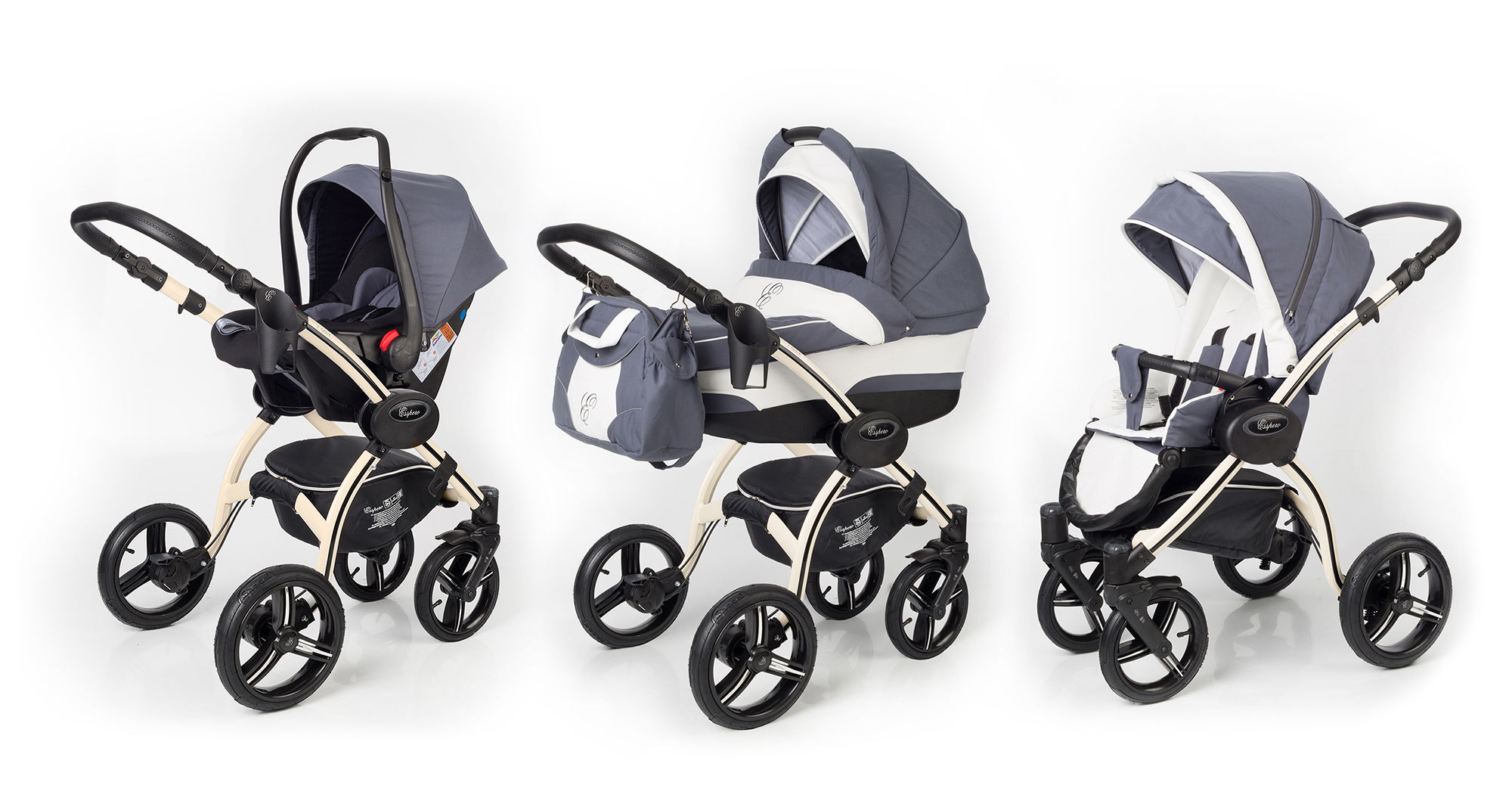 Коляска 3 в 1 Esspero I-Nova (шасси Beige) Grey Lux
