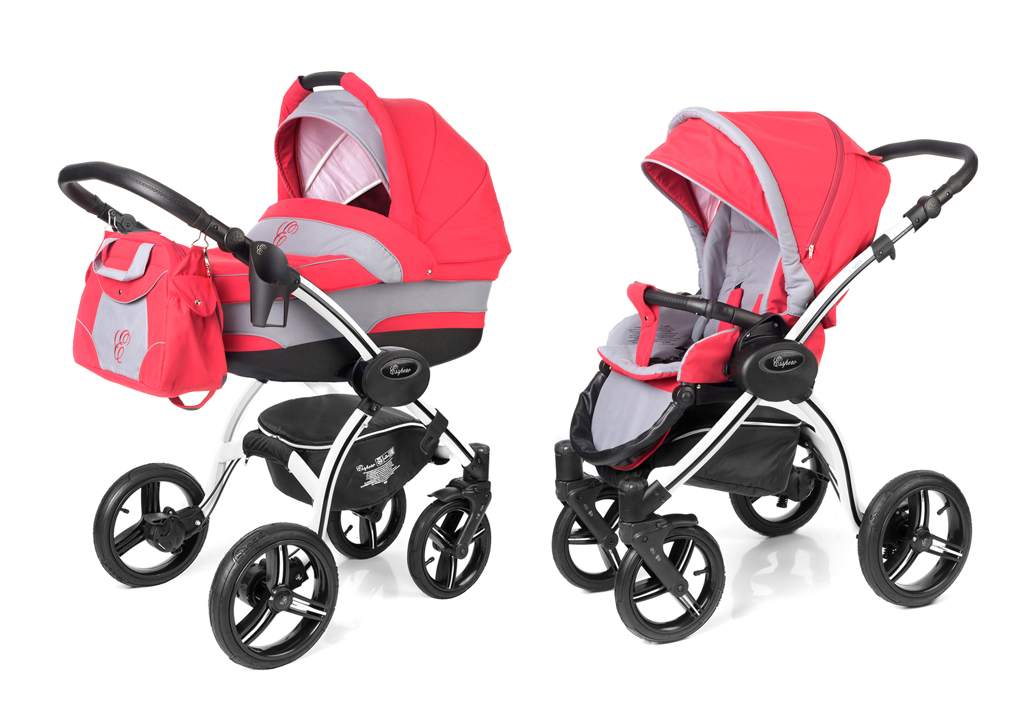 Коляска 2 в 1 Esspero I-Nova (шасси White) Red Grey