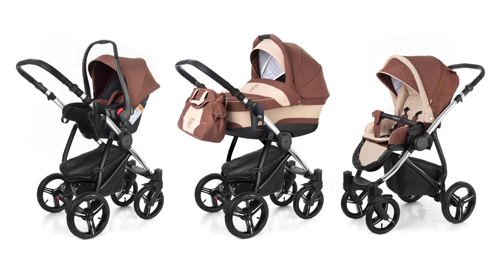 Коляска 3 в 1 Esspero Newborn Lux (шасси Chrome) Brown Beige