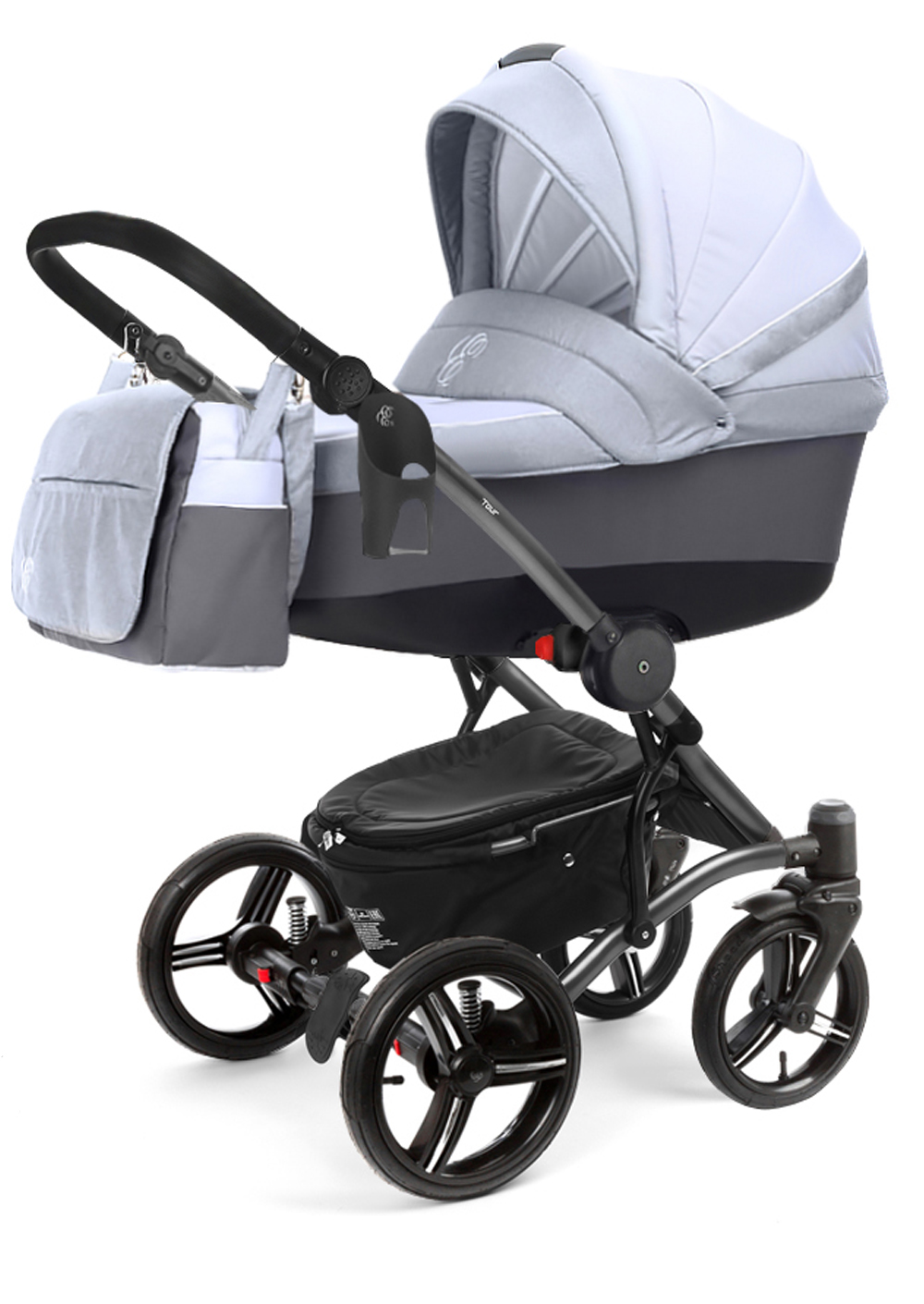 Коляска для новорожденных Esspero Tour Leatherette (шасси White) Grey Stone