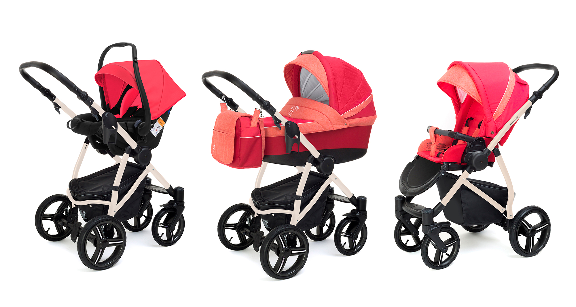 Коляска 3 в 1 Esspero Grand Newborn Lux (шасси Beige) Red Sunset