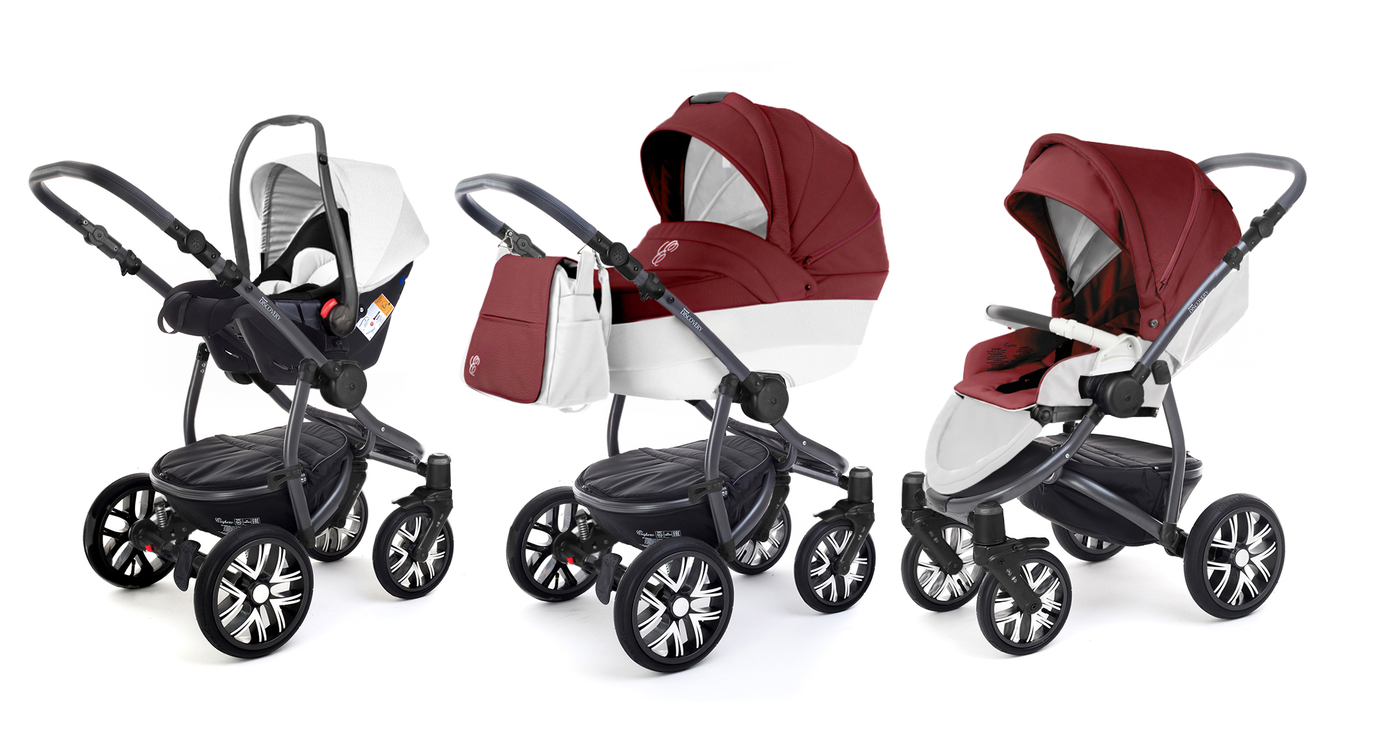 Коляска 3 в 1 Esspero Grand Discovery (шасси Graphite) Cherry leatherette