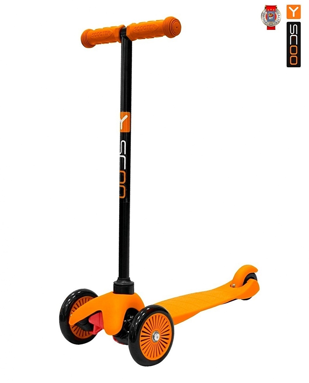 Самокат Y-SCOO mini A-5 Simple с цветными колесами orange