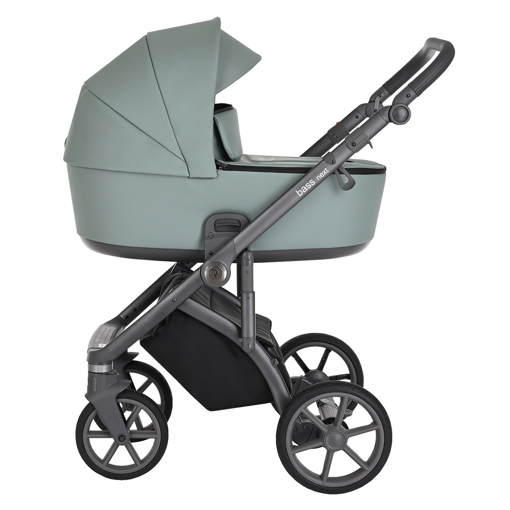 Коляска 3 в 1 Roan Bass Next Кожа Misti Mint/Grey/руч.Серый
