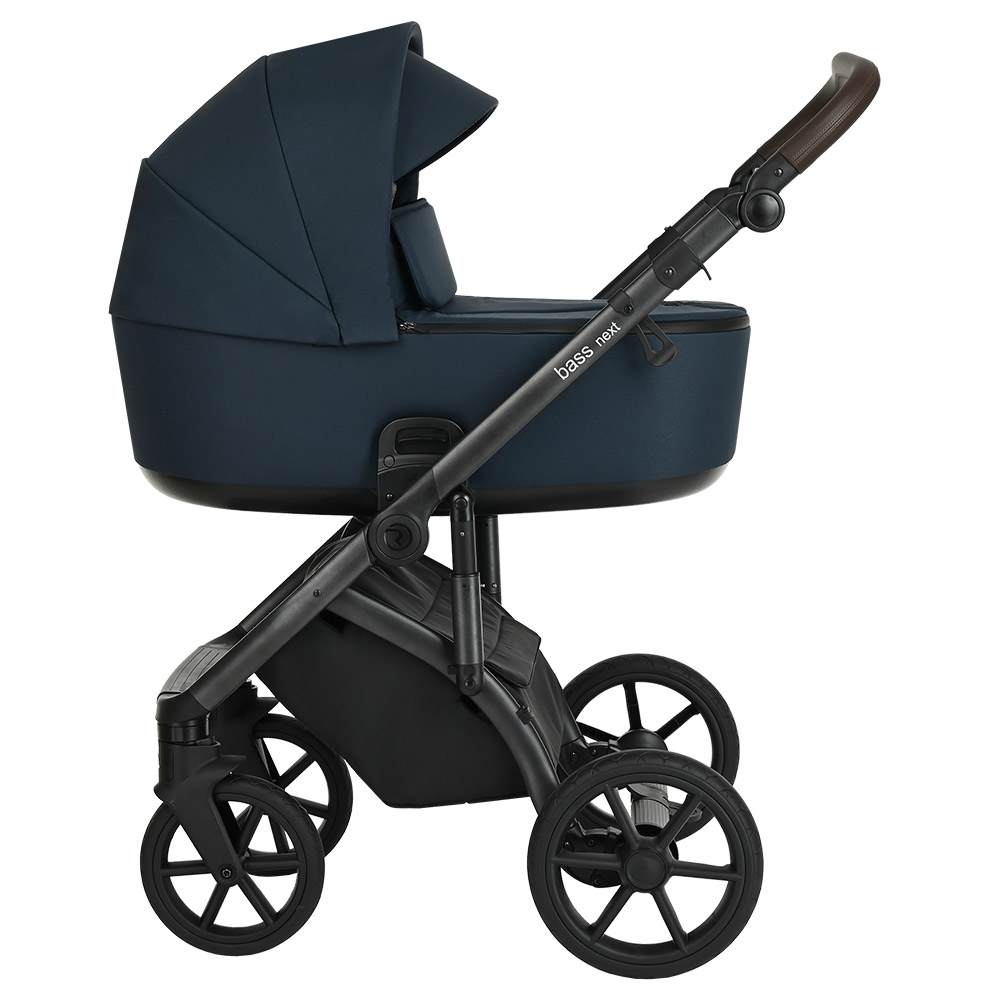 Коляска 2 в 1 Roan Bass Next Navy Blue /Black/ руч.Тем.коричневый