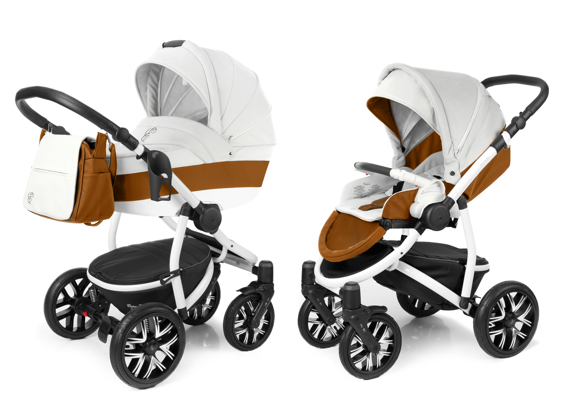 Коляска 2 в 1 Esspero Grand Discovery (шасси White) Orange leatherette
