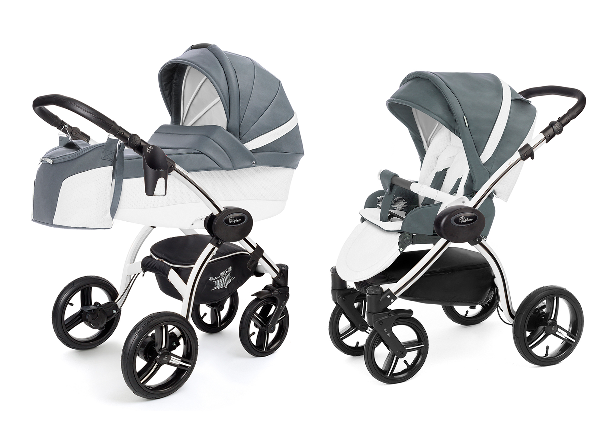 Коляска 2 в 1 Esspero Grand I-Nova (шасси White) Nappa Blue Grey