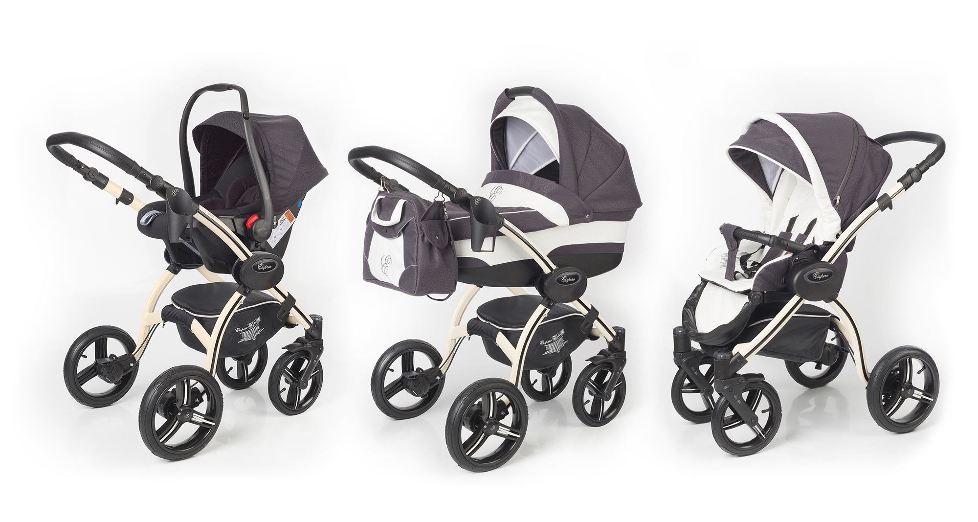 Коляска 3 в 1 Esspero I-Nova (шасси Beige) Grey Leves
