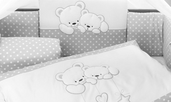 Комплект постельного белья Lepre Sweet Bears 6 предметов (125*65) 23 серый/горох
