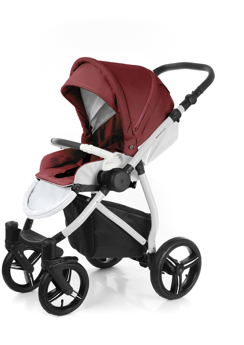 Прогулочная коляска Esspero Grand Newborn Lux (шасси Grey) Cherry leatherette