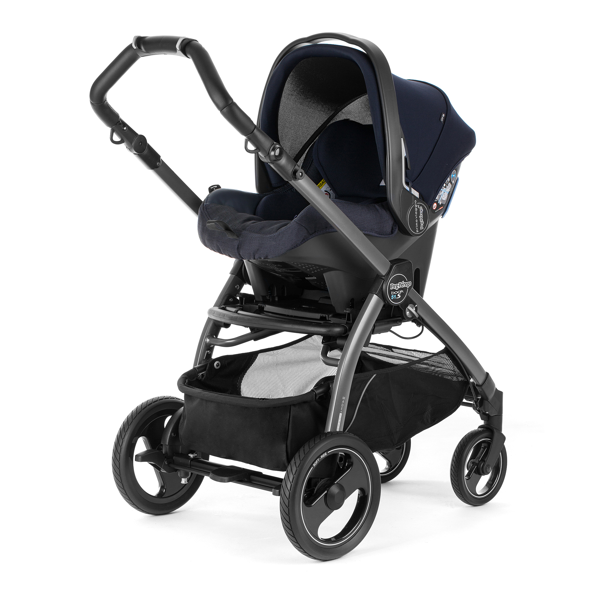 Автокресло Peg Perego Primo Viaggio SL на шасси Book 51S (шасси White/Black) Luxe Bluenight