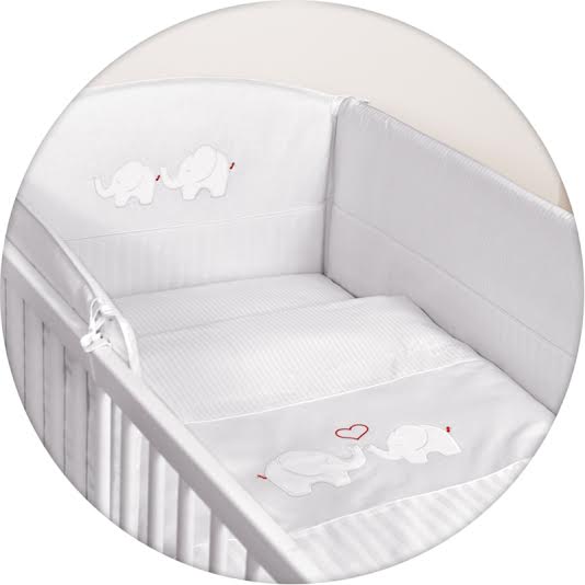Постельное бельё Ceba Baby с вышивкой 3 предмета Elephants White