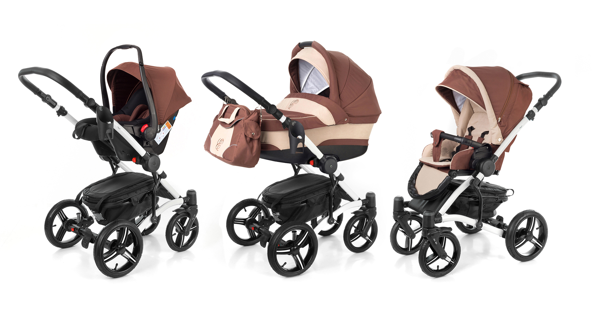 Коляска 3 в 1 Esspero Tour (шасси White) Brown Beige