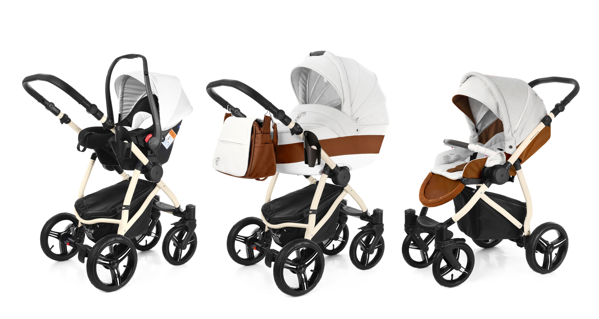 Коляска 3 в 1 Esspero Grand Newborn Lux (шасси Beige) Orange leatherette