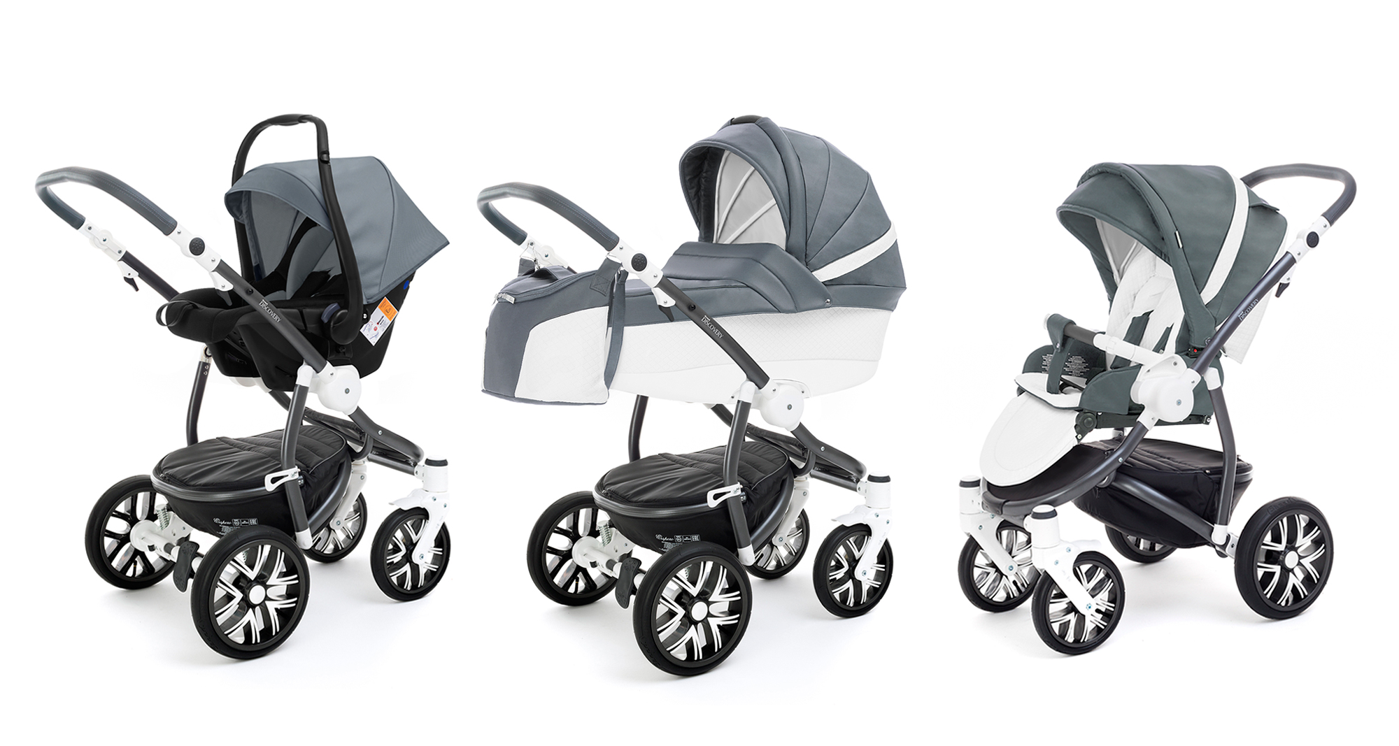 Коляска 3 в 1 Esspero Grand Discovery (шасси Graphite White) Nappa Blue Grey