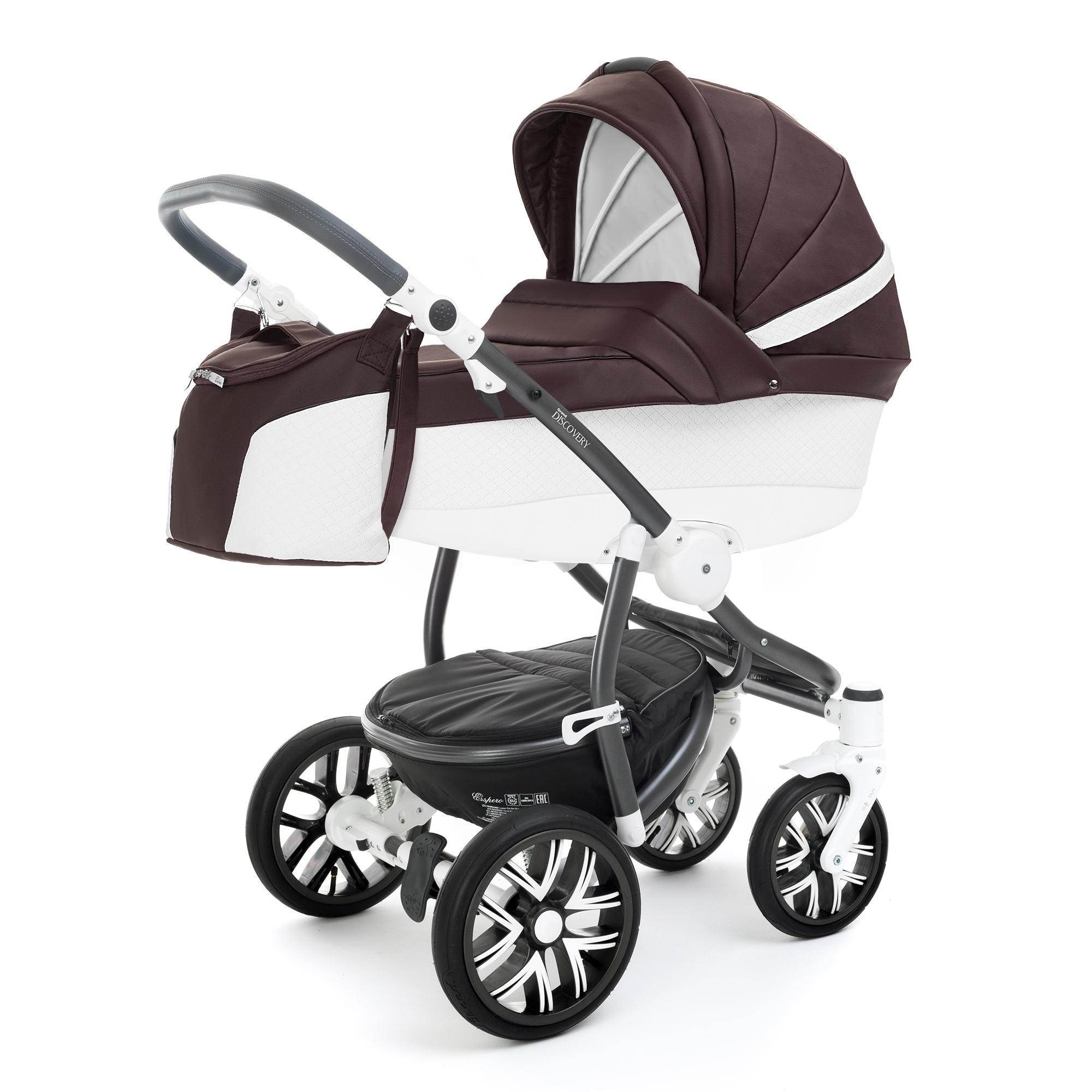 Коляска для новорожденных Esspero Grand Discovery (шасси Graphite White) Nappa Brown