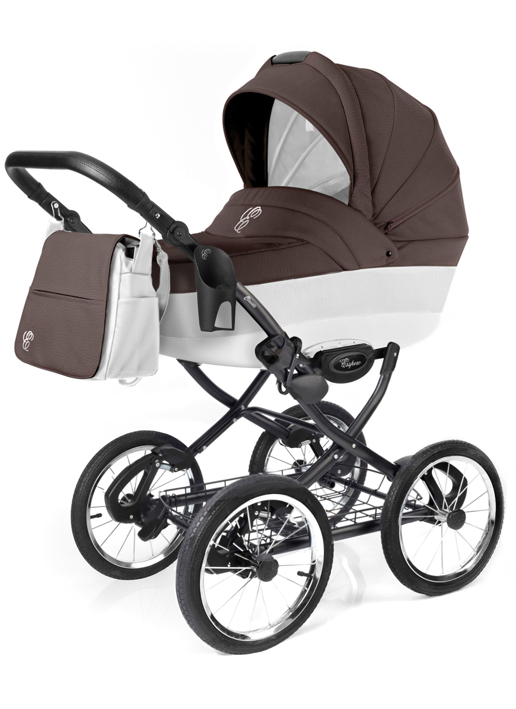 Коляска для новорожденных Esspero Grand Classic (шасси Black) Cacao leatherette