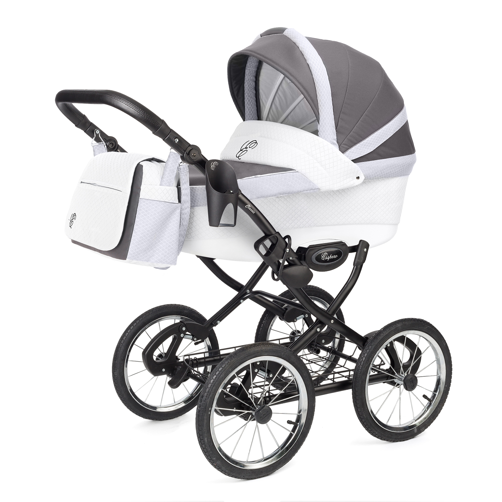 Коляска для новорожденных Esspero Grand Classic (шасси Black) Royal Light Grey