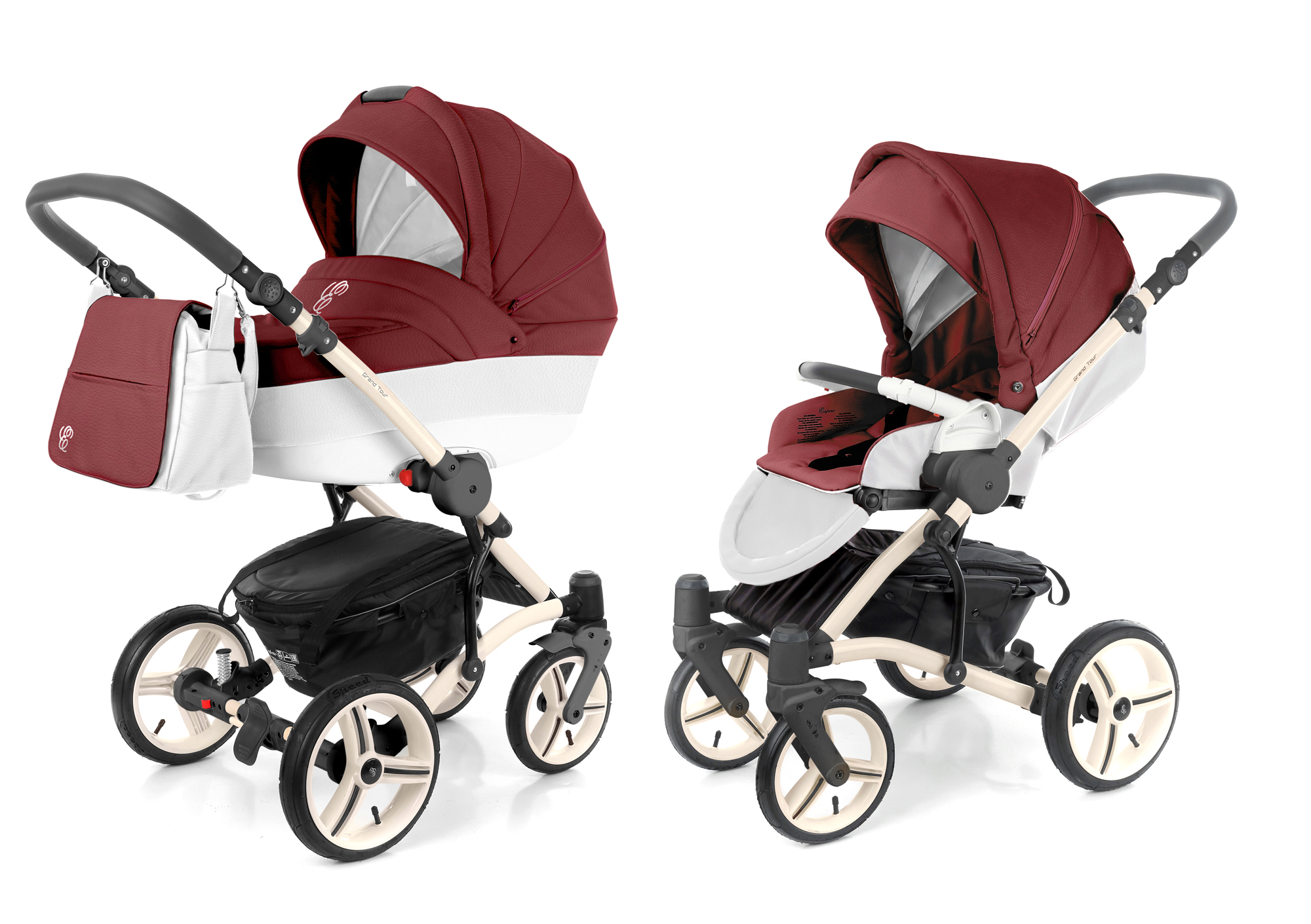 Коляска 2 в 1 Esspero Grand Tour (шасси Beige) Cherry leatherette