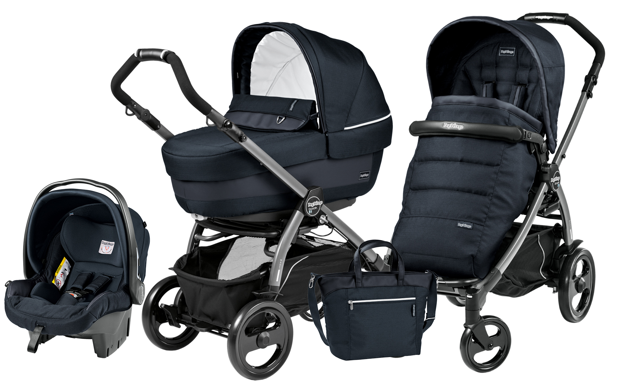 Коляска 3 в 1 Peg Perego Book 51 Elite Modular System (шасси Jet) Luxe Bluenight