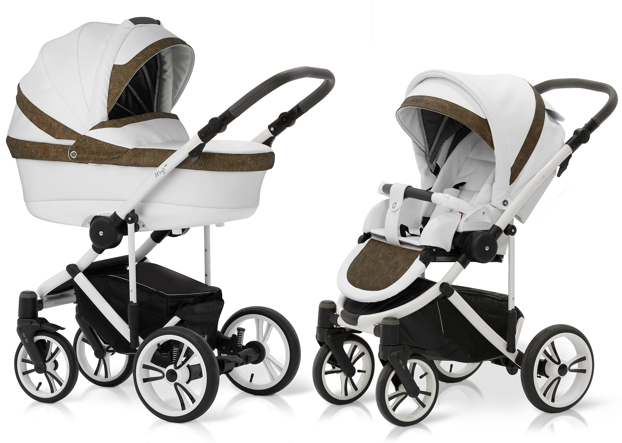 Коляска 2 в 1 Esspero LE Flowers (шасси White) Brown