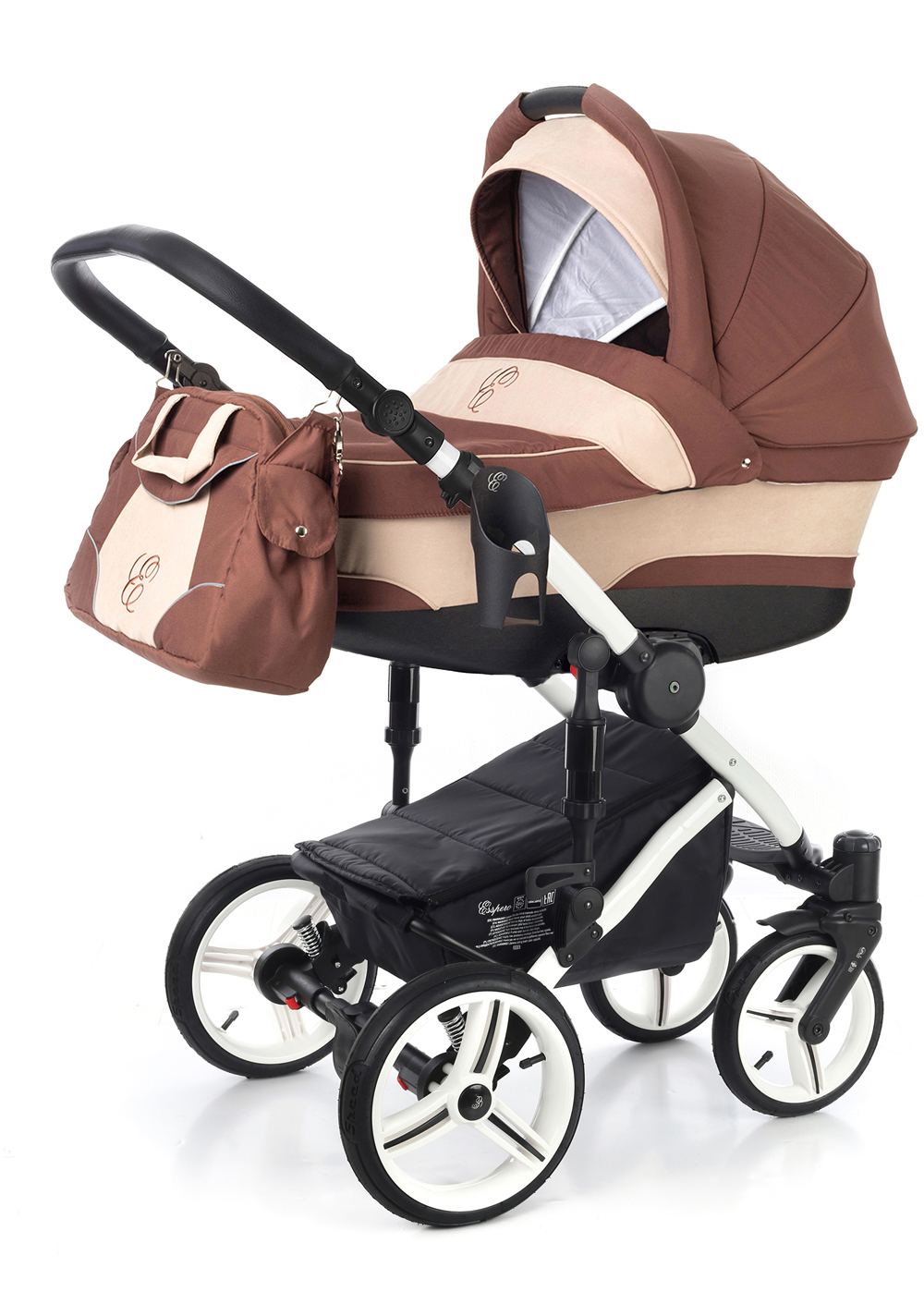 Коляска для новорожденных Esspero Magic (шасси White) Brown Beige