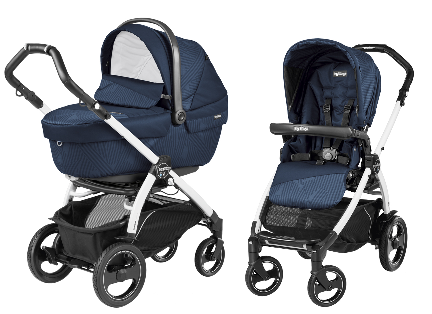 Коляска 2 в 1 Peg Perego Book 51 S XL Modular (шасси White/Black) Geo Navy