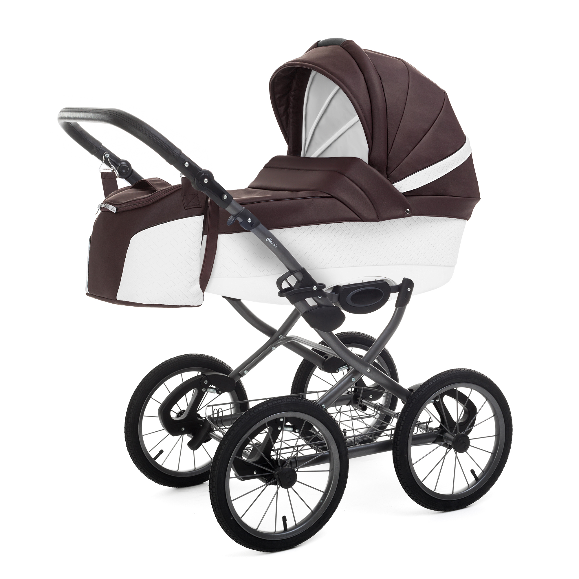 Коляска для новорожденных Esspero Grand Classic (шасси Graphite) Nappa Brown