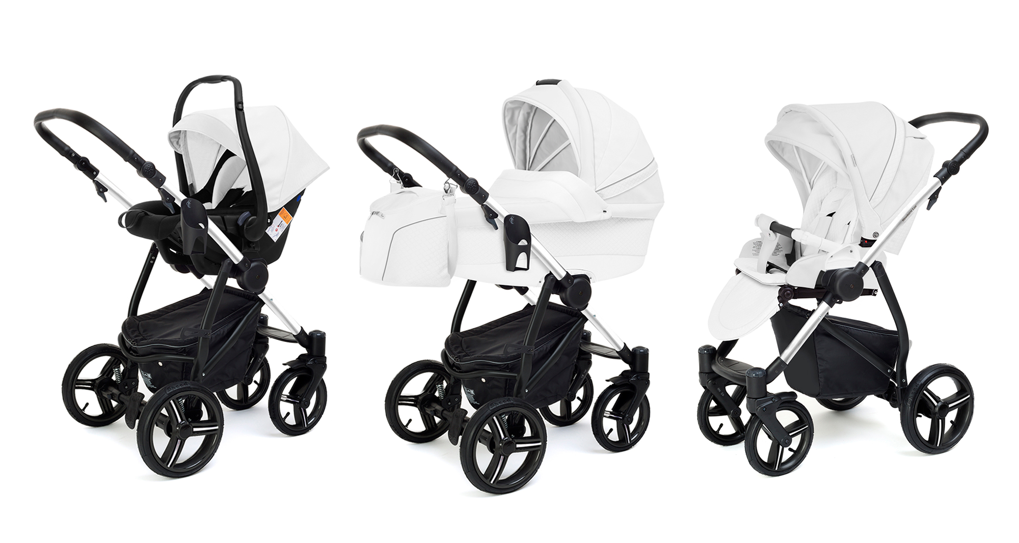 Коляска 3 в 1 Esspero Grand Newborn Lux (шасси Chrome) Nappa White