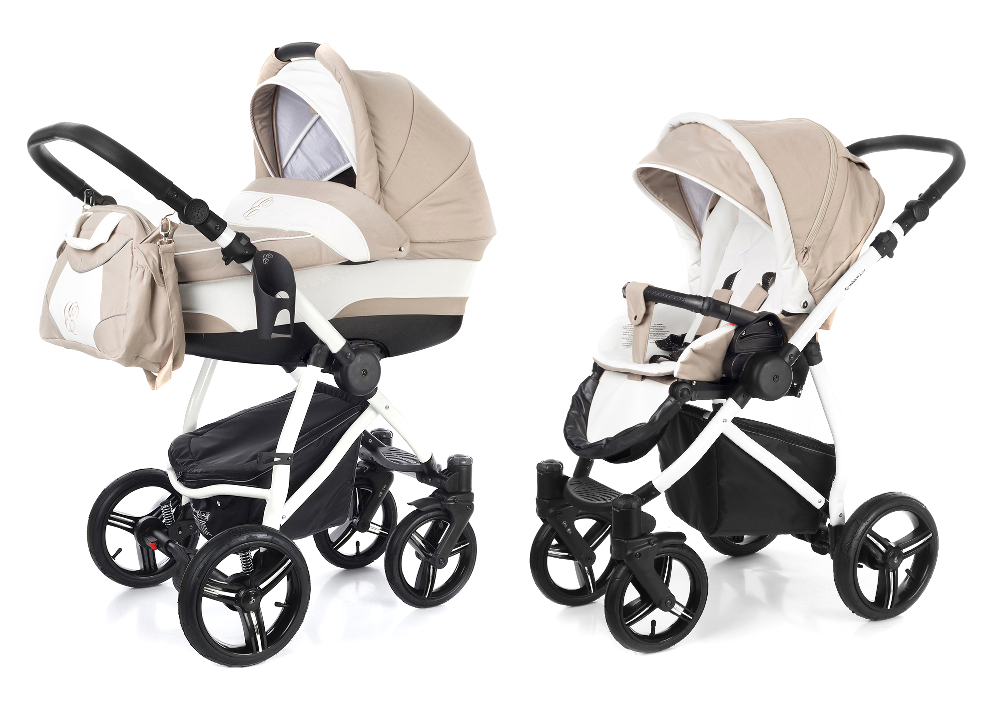 Коляска 2 в 1 Esspero Newborn Lux (шасси White) Khakki Lux