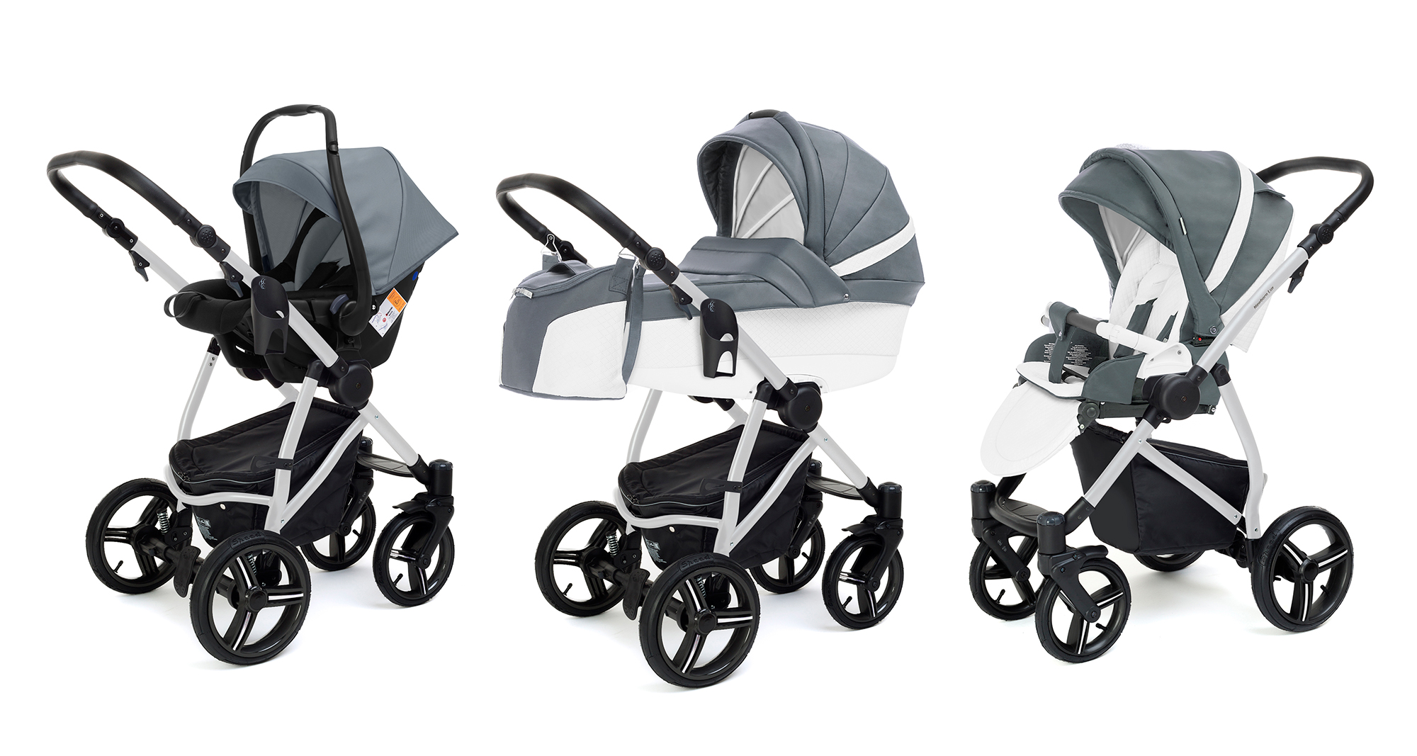 Коляска 3 в 1 Esspero Grand Newborn Lux (шасси Grey) Nappa Blue Grey