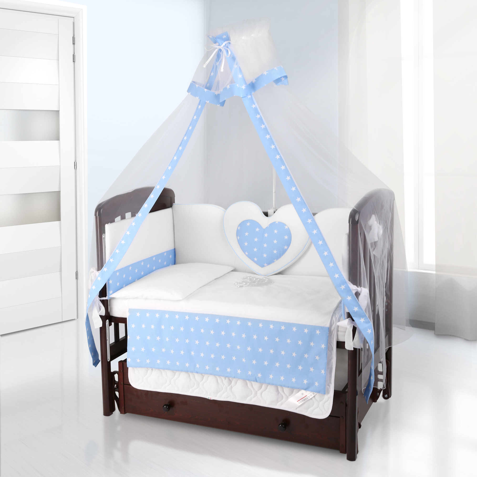 Балдахин на детскую кроватку Beatrice Bambini Bianco Neve Stella Blu