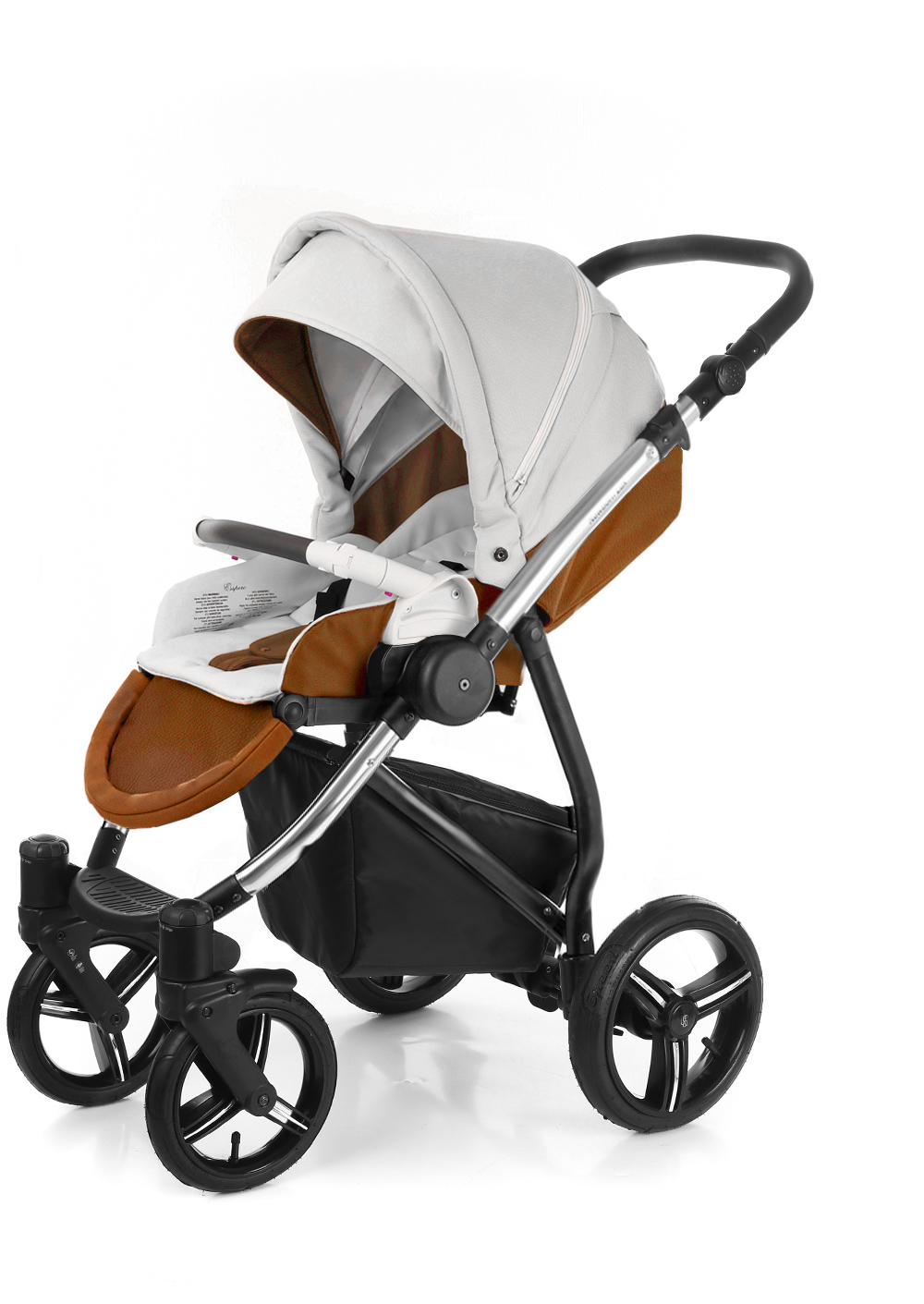 Прогулочная коляска Esspero Grand Newborn Lux (шасси Chrome) Orange leatherette
