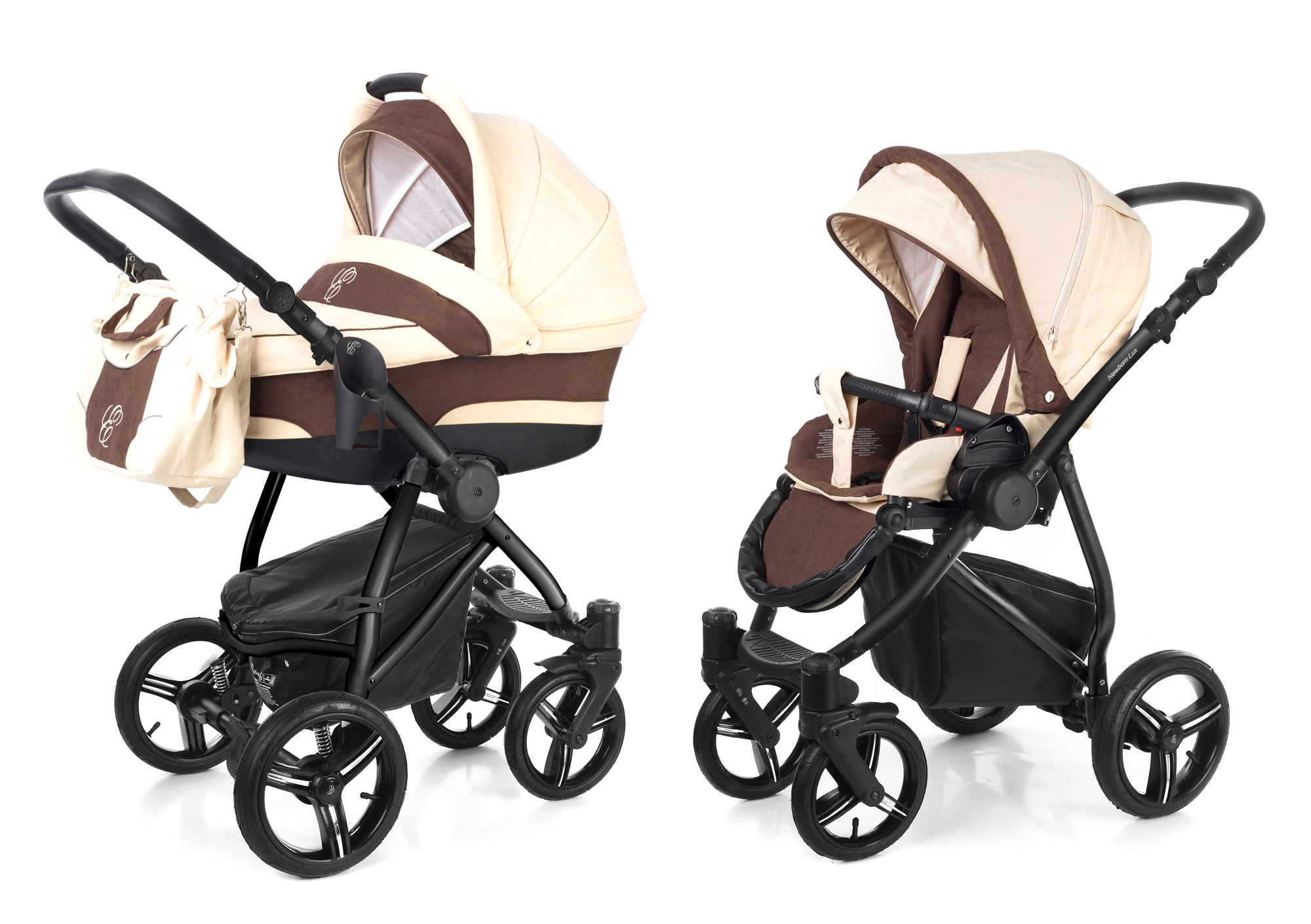 Коляска 2 в 1 Esspero Newborn Lux (шасси Black) Beige Brown