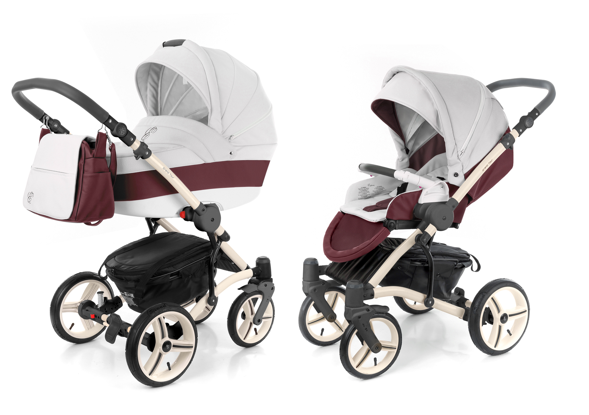 Коляска 2 в 1 Esspero Grand Tour (шасси Beige) Maroon leatherette