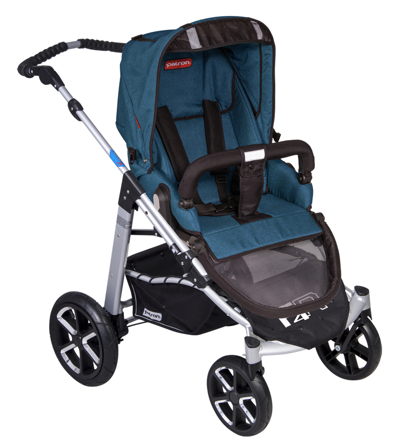 Коляска 2 в 1 Patron Fenix 4C-S (серебряная рама) tweed teal blue 665