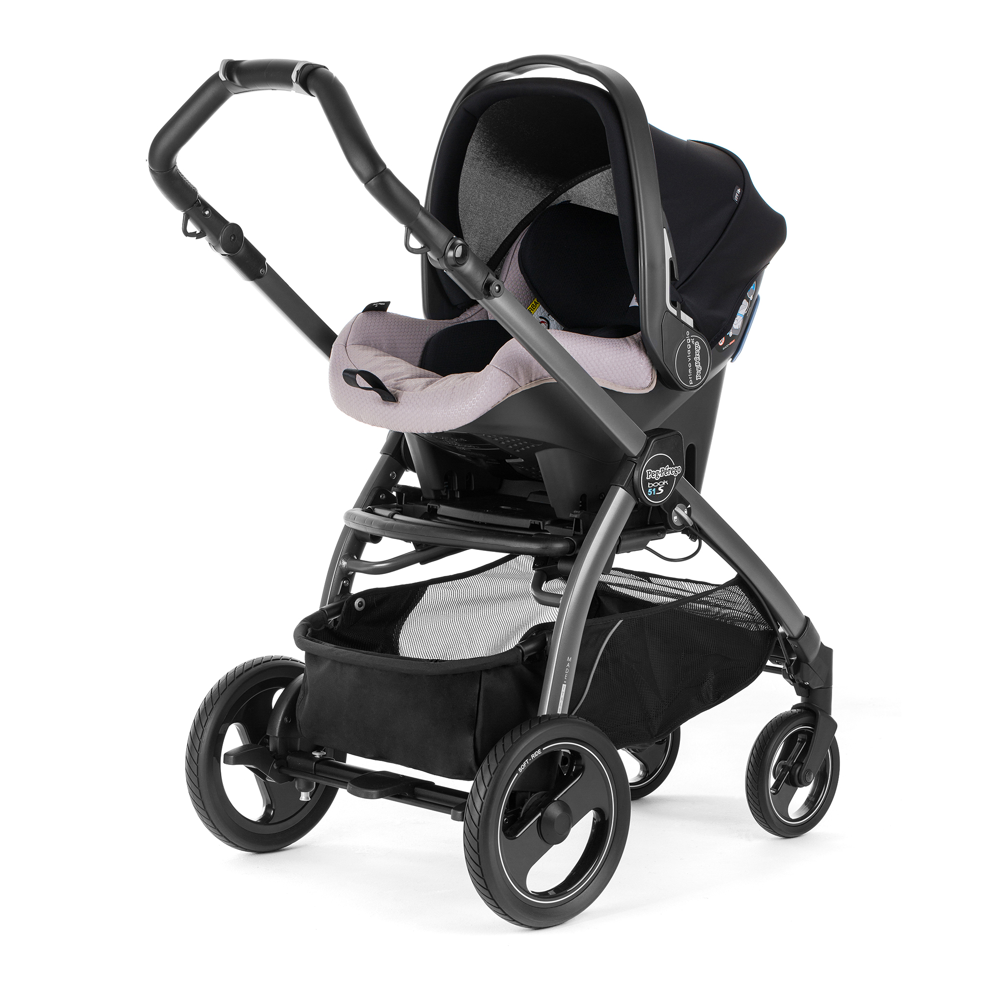 Автокресло Peg Perego Primo Viaggio SL на шасси Book 51S (шасси White/Black) Bloom Beige