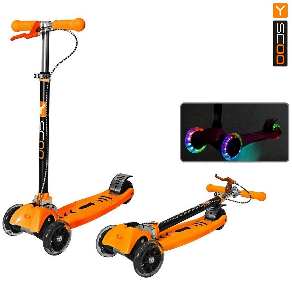 Самокат Y-SCOO MAXI CITY RT Shine Gagarin трансформер с ручным тормозом orange